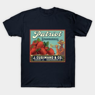 Vintage Patriot Strawberries Fruit Crate Label T-Shirt